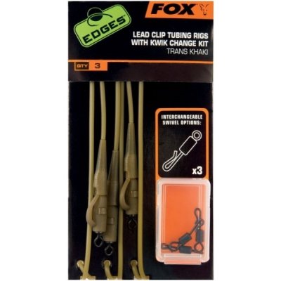Fox edges hotové montáže trans khaki lead clip tubing rigs with kwik change kit 3 ks – Zboží Mobilmania