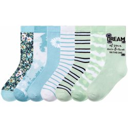 Pepperts Dívčí ponožky s BIO bavlnou, 7 párů modrá/bílá/zelená