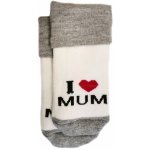 Kojenecké froté bavlněné ponožky I Love Mum, bílo/šedé – Zboží Mobilmania