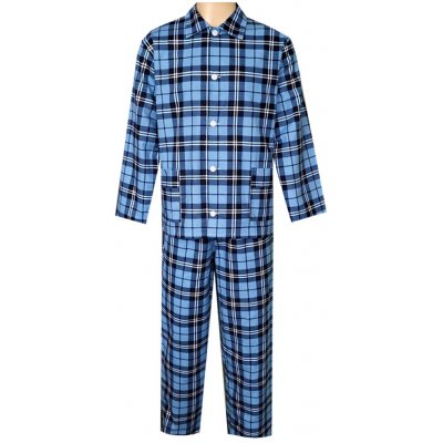 Foltýn pánské pyžamo flanelové PF26 světle modrá kostka – Zboží Dáma