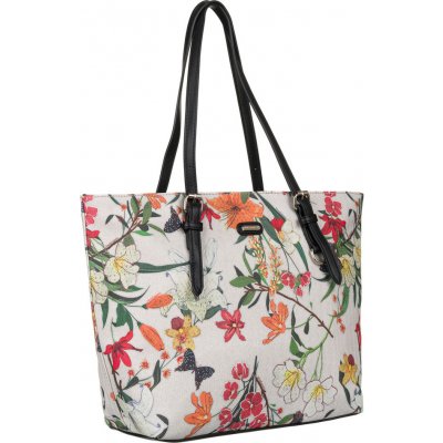 David Jones béžová dámská shopper kabelka s barevným květinovým potiskem [DH] 6940-5 – Zboží Mobilmania