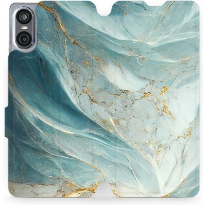 Mobiwear - Sony Xperia 10 VI - VP34S Zelenkavý a zlatavý mramor – Sleviste.cz