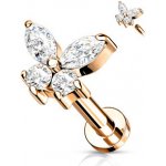 Šperky4U Zlacená labreta helix tragus piercing motýlek LB0023RDC-1206 – Zboží Mobilmania