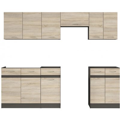 Praktická a prostorná kuchyňská linka 240 Junona Dub Sonoma / Wenge / Dub Sonoma K24-JUNONA_MODUL_WER_2/240_BBL Black Red White – Hledejceny.cz