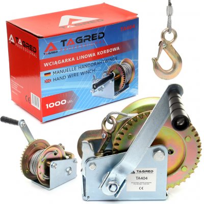 Lanový naviják s klikou 453 kg 1000 lbs, lano 10 m TA404 – Hledejceny.cz