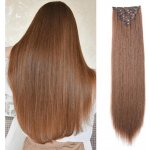 Vlasy clip in 7 pásů - světle hnědé vlasové příčesky rovné 60 cm
