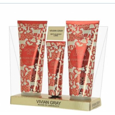 Vivian Gray Christmas Red tělové mléko 100 ml + sprchový gel 100 ml + krém na ruce 30 ml dárková sada – Zboží Mobilmania