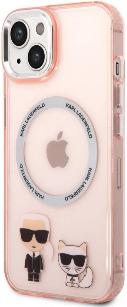 Pouzdro Karl Lagerfeld MagSafe Kompatibilní Karl and Choupette iPhone 14 Plus růžové