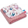 Dětská deka SENSILLO Minky deka retro růžoví ptáci