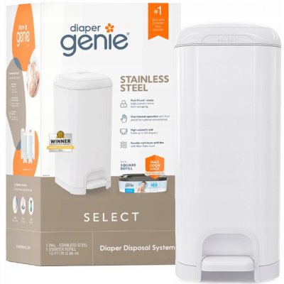 Diaper Genie Koš na pleny ocelový šedý s XL náplní – Zboží Mobilmania