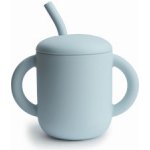 Mushie silikonový hrneček s brčkem Powder Blue 175 ml – Hledejceny.cz