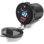 BIKETEC motocyklové dvojitá zásuvka USB QUICK CHARGE USB typ-C s osvětlením a voltmetrem pro montáž na rovné plochy (kapotáž, kufr) nebo řídítka - vyžaduje adaptér BTMUS28 (EL) (K) | Zboží Auto