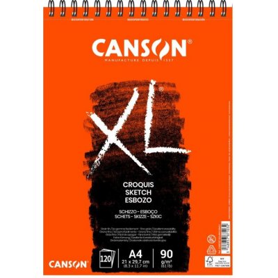 Canson Skicák XL Croquis na kresbu a skici s kroužkovou vazbou 90g m2 120 listů A4 – Zboží Mobilmania