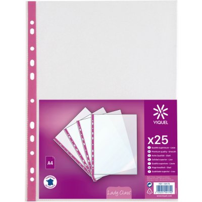 VIQUEL Lady A4/65 mikronů, lesklé, růžový proužek - balení 25 ks – Zboží Živě