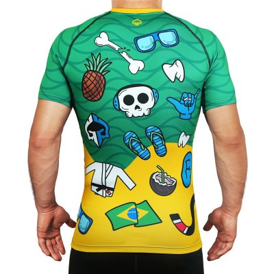 Rashguard Ground Game COPACABANA krátký rukáv zelená / žlutá