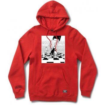 GRIZZLY mikina Check Mate Pullover Hoodie RED