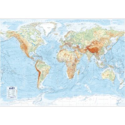 Svět zeměpisný v češtině - nástěnná mapa 136 x 96 cm, lamino + 2 lišty – Zboží Dáma