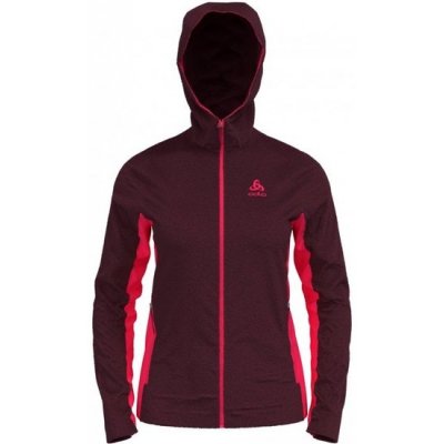 Mikina na zip s kapucí ODLO hoody midlayer full zip BERRA COSY Červená