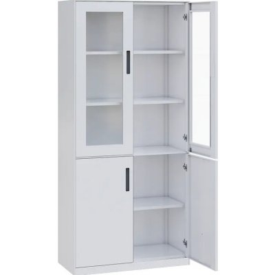 SLIM CONCEPT 01 skříň kovová prosklená, 1950x900x400 mm, bílá/úchytka antracit – Zboží Mobilmania