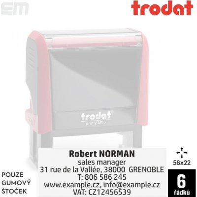 Trodat Razítko 4913,58x22mm - pouze gumový štoček – Zboží Mobilmania