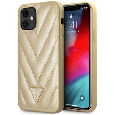 Pouzdro Guess hard silikonové iPhone 12 Mini gold V-Quilted Collection