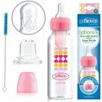 Dr.Brown´s láhev antikolik Options+ úzka 2v1 s hubičkou růžová 250ml – Zboží Dáma