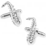 AE Production manžetové knoflíčky Saxofon stříbrné – Zboží Dáma