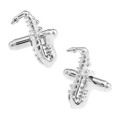 AE Production manžetové knoflíčky Saxofon stříbrné – Zboží Dáma
