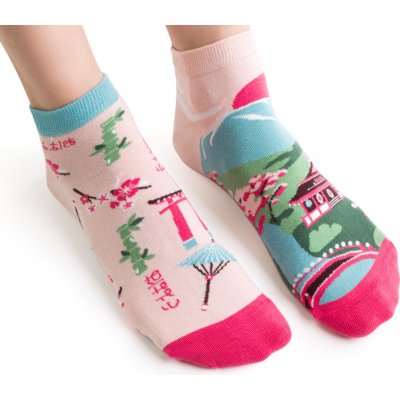 Pánské nestejné ponožky Tokio P světle růžová
