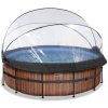Bazén EXIT Rámový bazén (12v Sand filtr) - dřevěná optika + střešní okno + tepelné čerpadlo 427x122cm