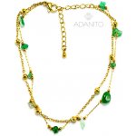 Meucci Pozlacený řetízek na nohu z chirurgické oceli se zelenými kameny DA006 – Zboží Mobilmania