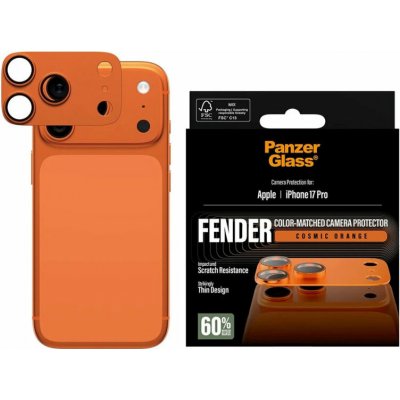 PanzerGlass Fender tvrzené sklo s kovovým rámečkem k ochraně čoček fotoaparátu pro iPhone 17 Pro - oranžové PG91919 – Zbozi.Blesk.cz