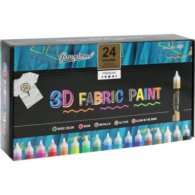 Junior 3D barvy na textil 30 ml 24 barev a 3 štětce – Zboží Dáma