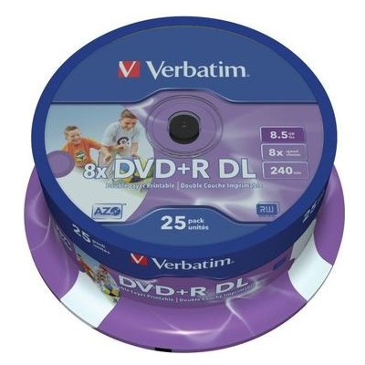 Verbatim DVD+R DL 8,5GB 8x, printable, cakebox, 25ks (43667)