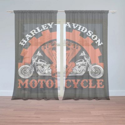 Sablio Záclony Harley-Davidson motor Černé pozadí: 2ks 150x250cm – Hledejceny.cz