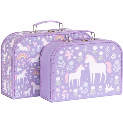 A Little Lovely Company sada dvou kartonových kufříků jednorožci a duha – Zboží Dáma