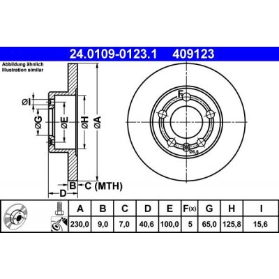 Brzdový kotouč ATE 24.0109-0123 (AT 409123) | Zboží Auto
