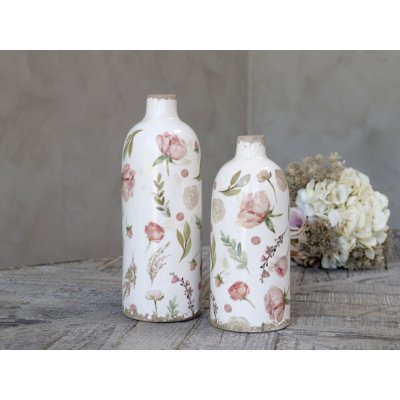 Keramická dekorační váza s květy Floral Étel - Ø 11*26cm - Chic Antique – Hledejceny.cz