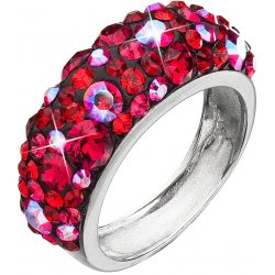 Evolution Group Stříbrný prsten s krystaly Swarovski červený 35031.3 cherry