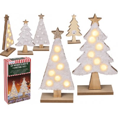 Lampionky.cz Dekorace stromeček dřevěný s LED 10 x 25 cm 2 ks