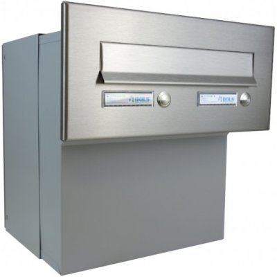 1x poštovní schránka F-042 k zazdění do sloupku + čelní deska s 2x zvonkem ČD-3 - NEREZ / šedá – Hledejceny.cz