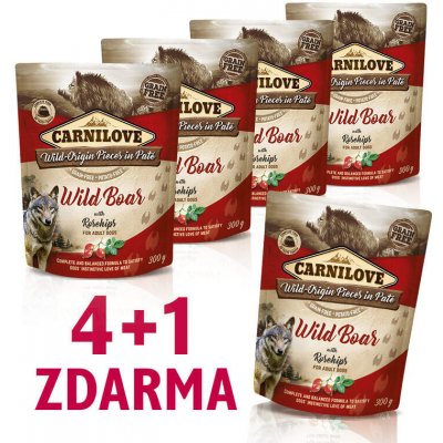 Carnilove Dog Pouch Paté Wild Boar with Rosehips 5 x 300 g – Zboží Mobilmania
