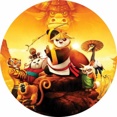 Jedlý tisk KUNG FU PANDA ● materiál: FONDÁNOVÝ DECORLIST ✴️, ● velikost: průměr 12 cm ☝ – Sleviste.cz