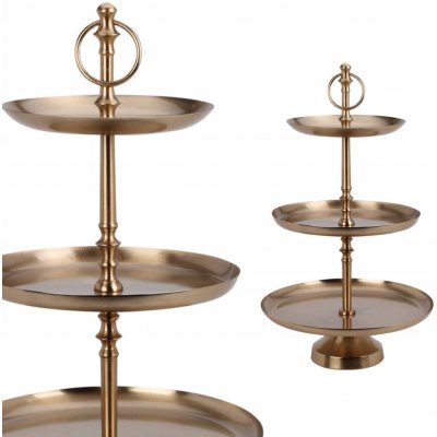 EXCELLENT Etažér třípatrový kovový 30 x 50 cm zlatá KO-A67101530 – Zboží Dáma