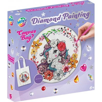 GRAFIX Diamantové malování Plátěná taška Jednorožec 25x31 cm – Sleviste.cz