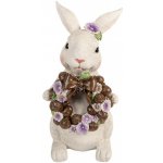 Clayre & Eef Dekorace králík s čoko věncem a maceškami - 17*16*30 cm – Hledejceny.cz