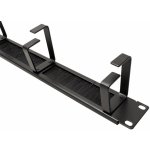 ROLINE 19' vyvazovací panel 1U jednostranný průchozí s kartáčem 4 x třmen černý 26.30.0018 – Zboží Živě