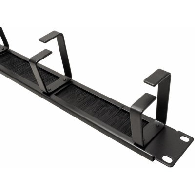 ROLINE 19' vyvazovací panel 1U jednostranný průchozí s kartáčem 4 x třmen černý 26.30.0018 – Zboží Živě