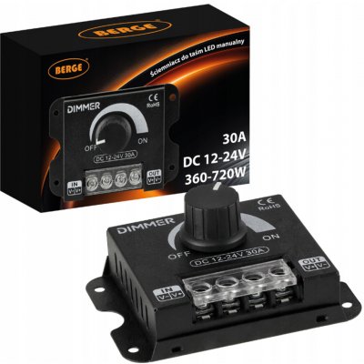 Stmívač LED pásků 12–24V DC Manuální 30A BAS012 – Sleviste.cz