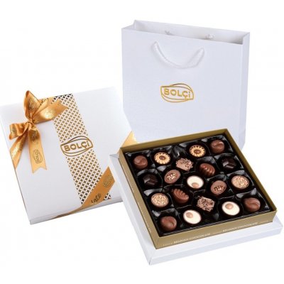 Bolci Chief pralinky v bílá se zlatým pruhem s dárkvou taškou 215 g – Zboží Dáma